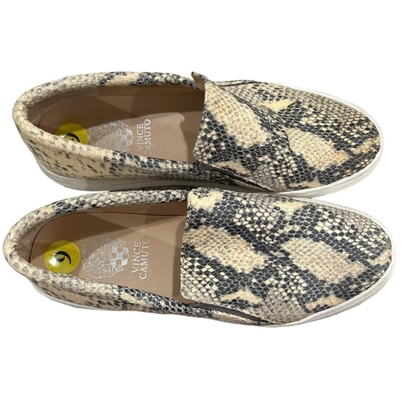 Vince Camuto 9 Leather Snake Print Slip On Platform Sneakers - Picture 7 of 8